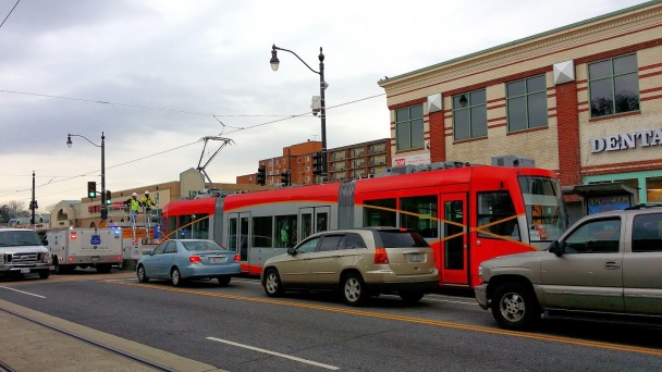 The curb-running H Street Streetcar, beholden to the mercy of traffic for all time
